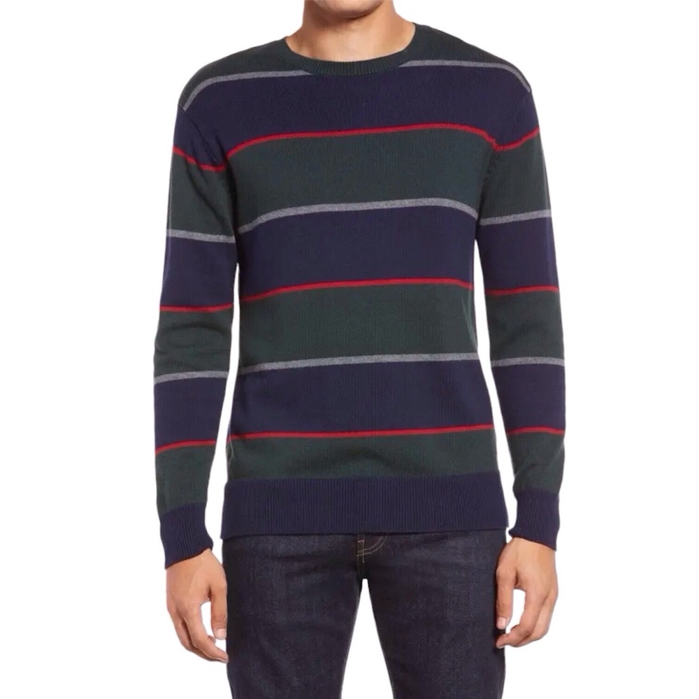 Rails Mens Kent Rugby Striped Wool Blend Sweater Blue Green Size XL